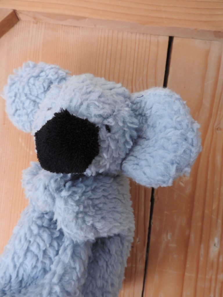 Koala Handpuppe aus grauem Faserpelz