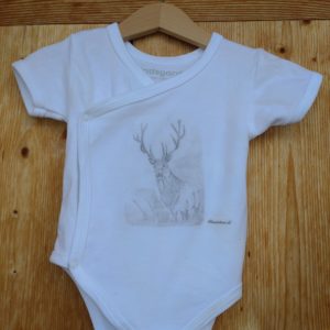Babybody bedruckt mit Hirsch Bleistiftzeichnung