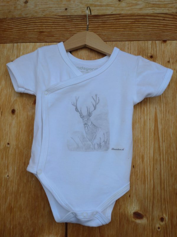 Babybody bedruckt mit Hirsch Bleistiftzeichnung