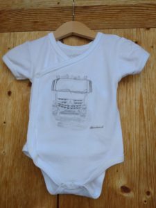 Babybody bedruckt mit Mercedes Lastwagen Bleistiftzeichnung